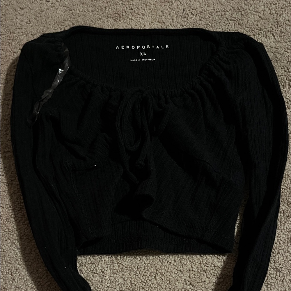 Aeropostale Black Ribbed Crop Top